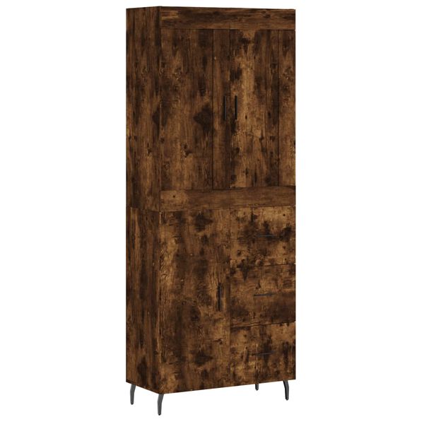 vidaXL Highboard røkt eik 69,5x34x180 cm konstruert tre