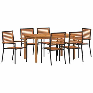 vidaXL Hage Spisegruppe 7 stk. Svart Solid akasietre