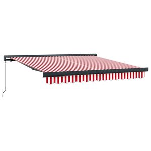vidaXL Uttrekkbar markise R&oslash;d og Hvit 300 x 250 cm L&aelig;r og aluminium