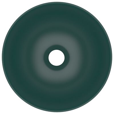 vidaXL Baderomsservant keramisk mørkegrønn rund