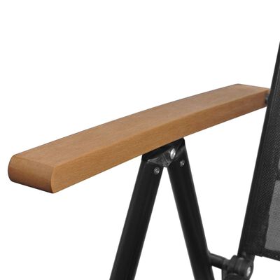 vidaXL Utendørs spisestue med brettbare stoler 9 deler aluminium svart
