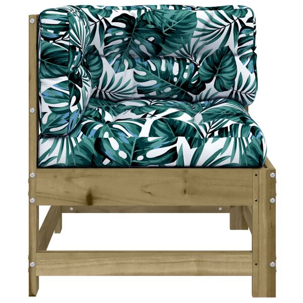 vidaXL Hjørnesofa med puter impregnert furu