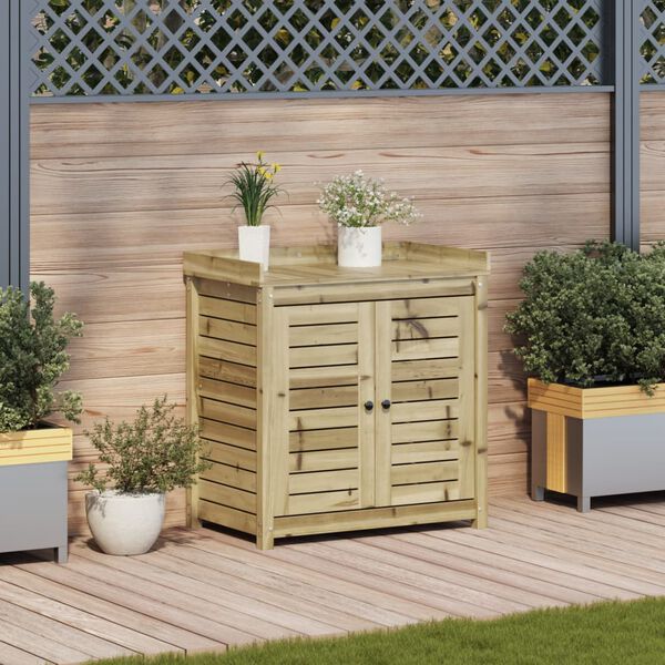 vidaXL Pottebord med hyller 82,5x50x86,5 cm impregnert furu