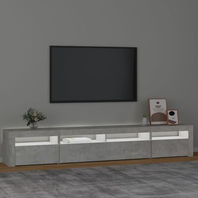 vidaXL TV-benk med LED-lys betonggrå 240x35x40 cm