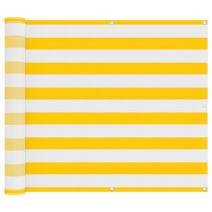vidaXL Balkong Skjerm Gul og hvit 100 x 800 cm Oxford Stoff
