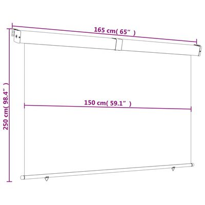 vidaXL Sidemarkise for balkong 165x250 cm svart