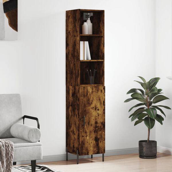 vidaXL Highboard r&oslash;kt eik 34,5x34x180 cm konstruert tre