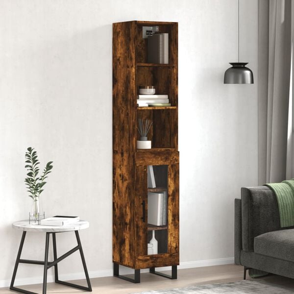 vidaXL Highboard r&oslash;kt eik 34,5x34x180 cm konstruert tre