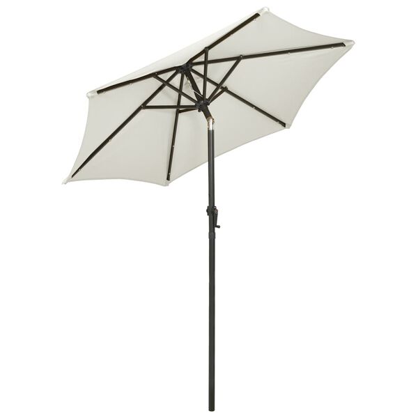 vidaXL Parasoll med LED-lys sand 200x211 cm aluminium