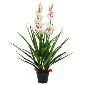 vidaXL Kunstig cymbidium orkide med potte 100 cm gr&oslash;nn