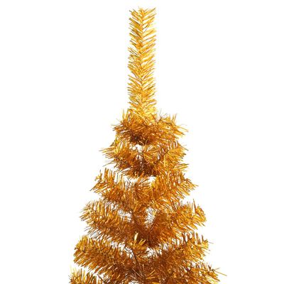 vidaXL Kunstig halvt juletre med stativ gull 210 cm PET