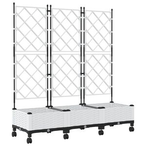 vidaXL Hageplanter med espalier og hjul 3 stk. Hvit PP
