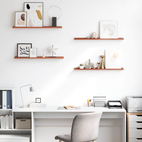 vidaXL Vegghylle med hylle 4 pcs R&oslash;d 80 x 9 x 3 cm Konstruert tre