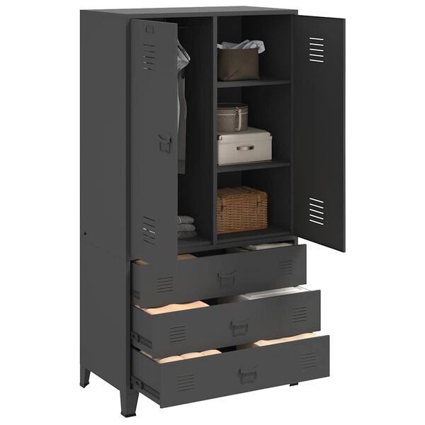 vidaXL Garderobe antrasitt 90x50x180 cm metall