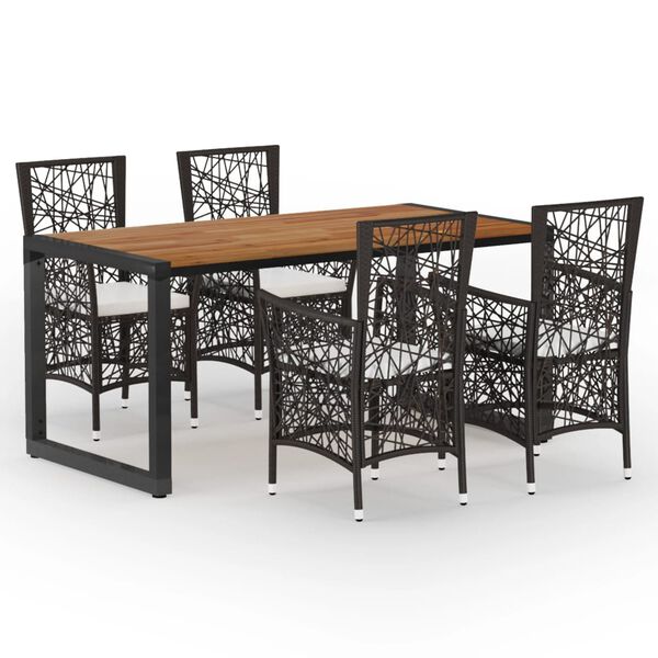 vidaXL Utend&oslash;rs spisestue 5 deler brun