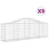 vidaXL Gabionkurver buede 9 stk 200x30x60/80 cm galvanisert jern
