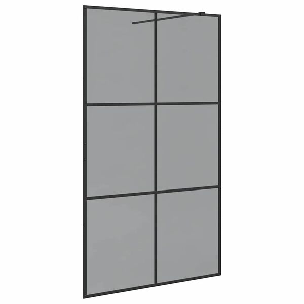 vidaXL Walk-in Dusjvegg Svart 115 x 195 cm herdet glass