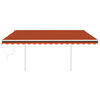 vidaXL Manuell uttrekkbar markise med stolper 4x3,5 m oransje og brun
