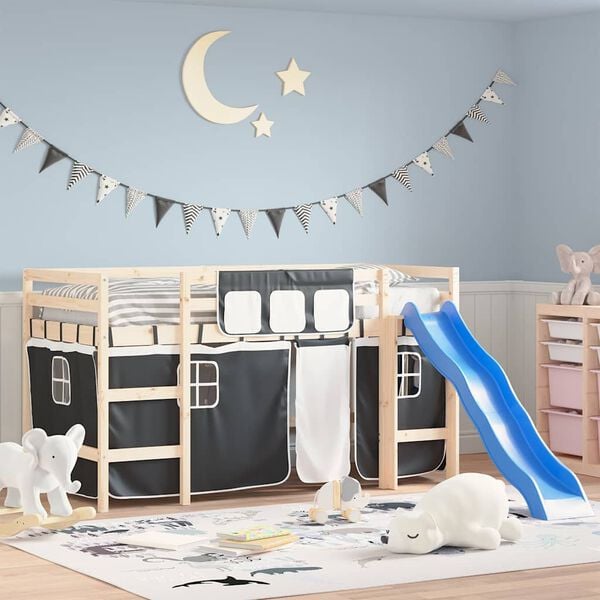 vidaXL Gardiner for k&oslash;yeseng hvit og svart polyester