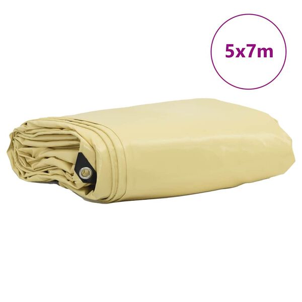 vidaXL Presenning 650g / m&sup2; Beige 5 x 7 m Lerret med PVC-belegg