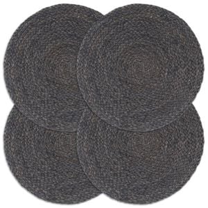vidaXL Bordmatter 4 stk ren m&oslash;rk gr&aring; 38 cm rund jute