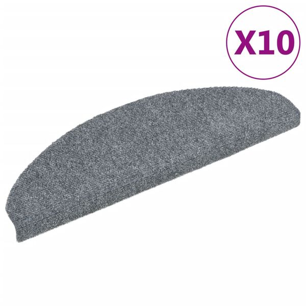vidaXL Trappematter selvklebende 10 stk 65x21x4 cm lysegr&aring; halvrund store