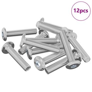 vidaXL L&aring;seskrue Ensfarget 12 pcs s&oslash;lv M6 x 30 mm St&aring;l