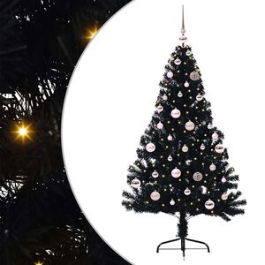 vidaXL Kunstig Forh&aring;ndsopplyst Juletre med 150 LED Svart 150 cm PVC