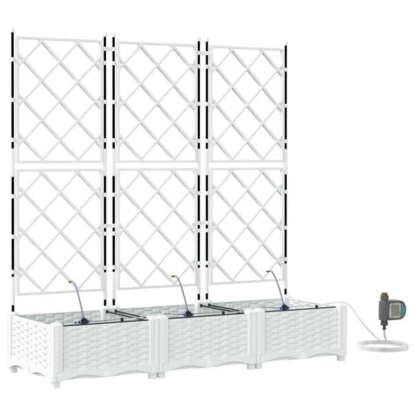 vidaXL Hageblomsterpotte 3 pcs Hvit St&aring;l