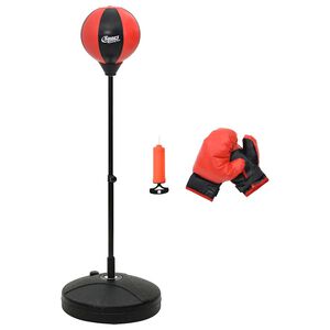 vidaXL Bokseballsett med hansker og pumpe justerbar h&oslash;yde 81-122 cm