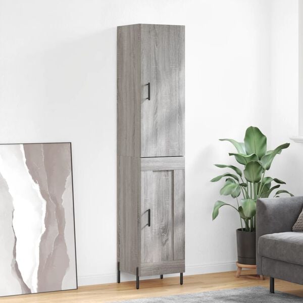 vidaXL Highboard gr&aring; sonoma 34,5x34x180 cm konstruert tre