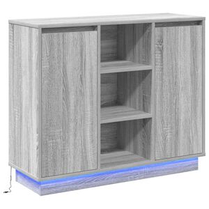 vidaXL LED sideboard Gr&aring; Sonoma 90 x 32 x 75 cm Konstruert tre