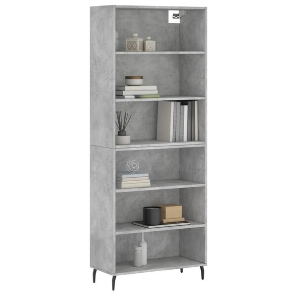 vidaXL Highboard betonggr&aring; 69,5x32,5x180 cm konstruert tre