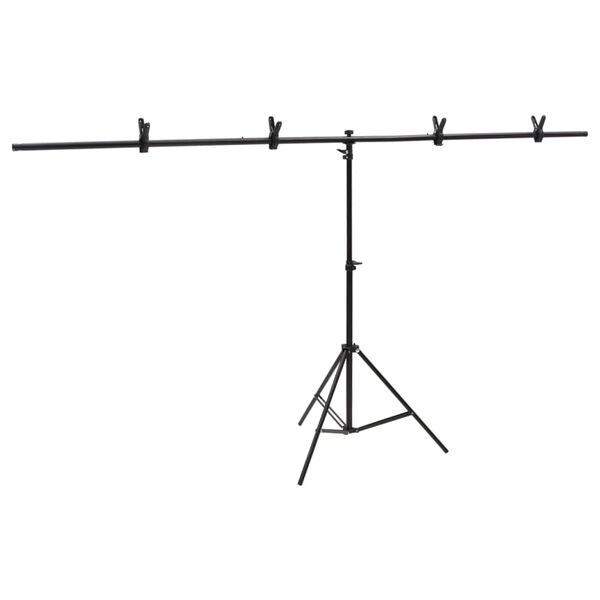 vidaXL Bakgrunnsstativ T-form svart 201x60x(70-200) cm