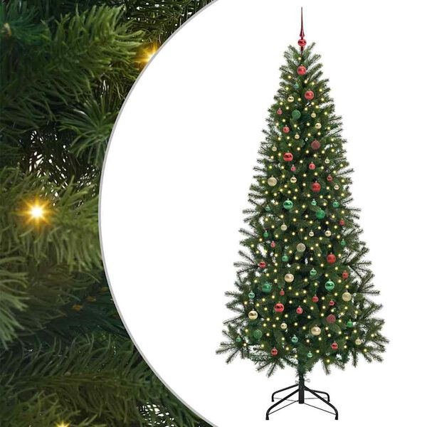 vidaXL Kunstig juletre med 300 LED med stativ gr&oslash;nn 240 cm PE og PVC