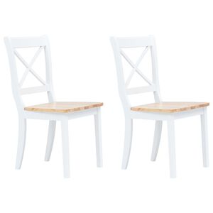 vidaXL Spisestoler 2 stk hvit og lys run heltre gummitre