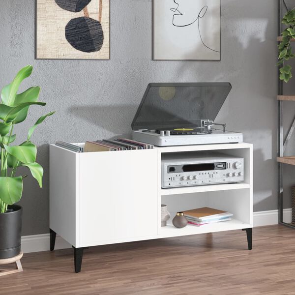 vidaXL Hifi-benk hvit 84,5x38x48 cm konstruert tre