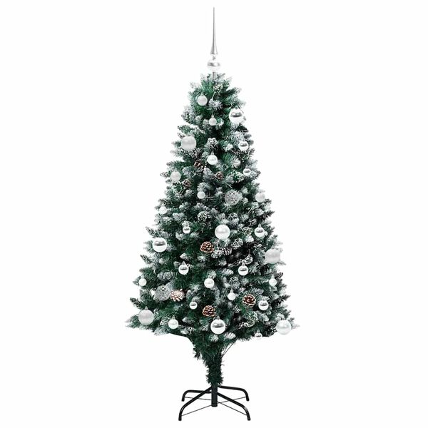 vidaXL Kunstig juletre med 150 LED grønn 150 cm PVC og Stål og Plast