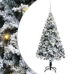 vidaXL Kunstig juletre med 150 LED Hvit 150 cm PVC og St&aring;l og Plast
