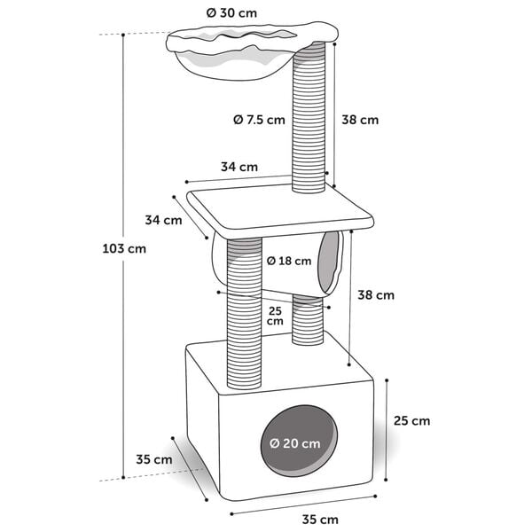 FLAMINGO Kloretre til katt Gulf 35x35x103 cm gr&aring;