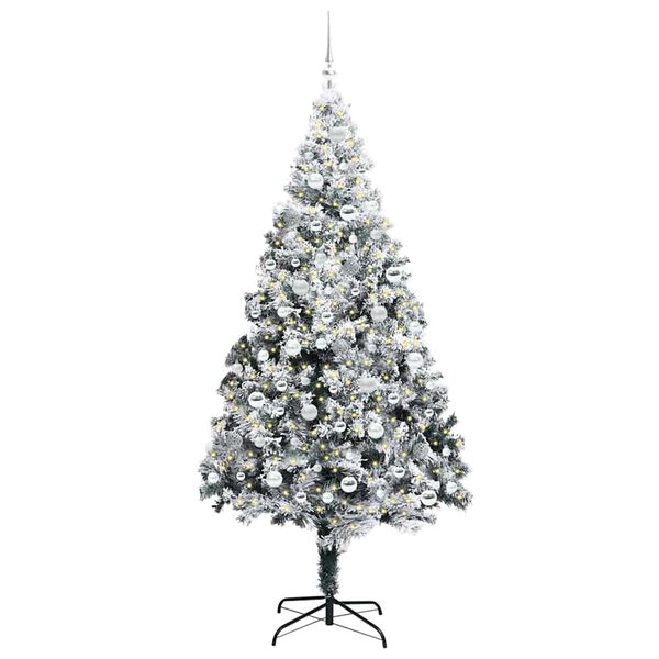 vidaXL Kunstig juletre med 300 LED grønn 210 cm PVC og Stål og Plast