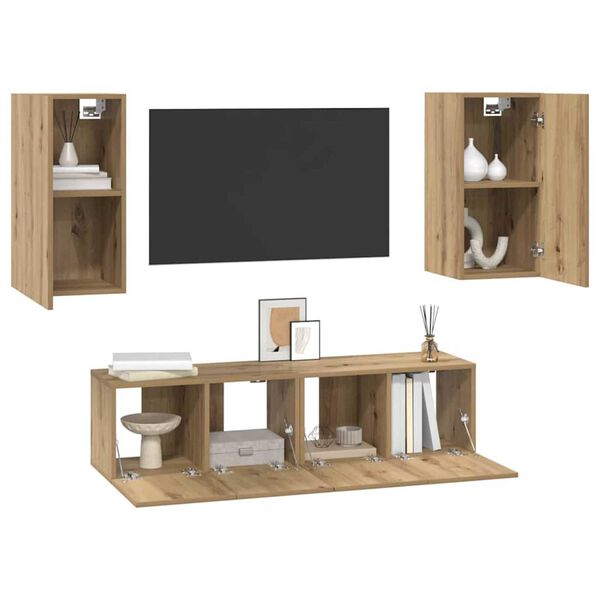 vidaXL TV-benksett 4 pcs artisan eik 60 x 30 x 30 cm Konstruert tre