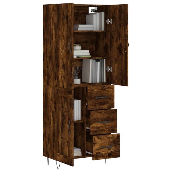 vidaXL Highboard r&oslash;kt eik 69,5x34x180 cm konstruert tre
