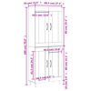 vidaXL Highboard sonoma eik 69,5x34x180 cm konstruert tre