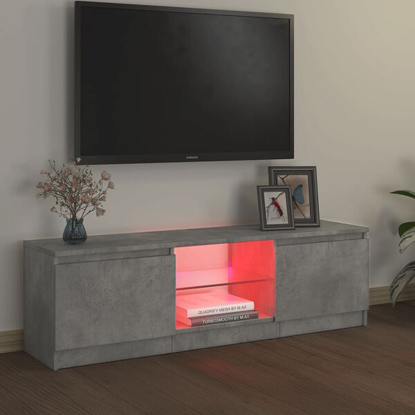 vidaXL TV-benk med LED-lys betonggrå 120x30x36 cm