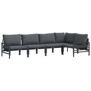 vidaXL Hagesofa Set med pute 5 pcs Svart St&aring;l