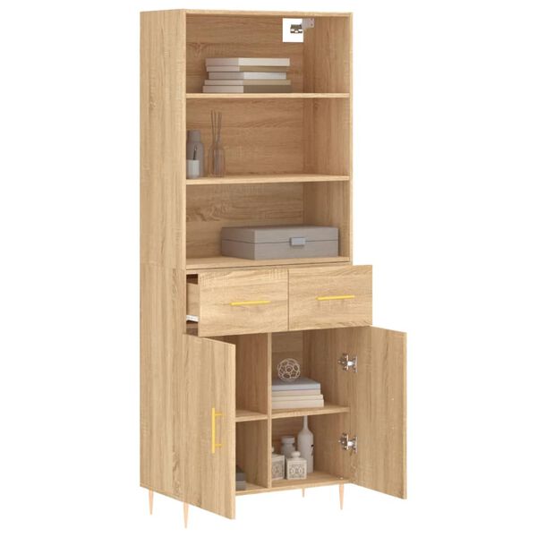 vidaXL Highboard sonoma eik 69,5x34x180 cm konstruert tre
