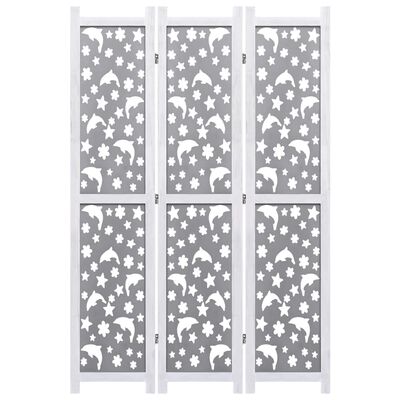 vidaXL Romdeler 3 paneler grå 105x165 cm heltre