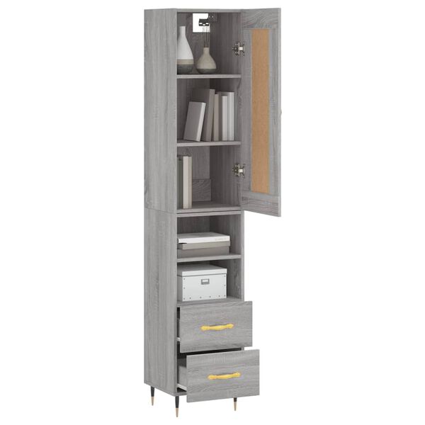 vidaXL Highboard gr&aring; sonoma 34,5x34x180 cm konstruert tre