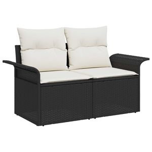 vidaXL Hagemøbelsofa med pute Svart 141 x 62 x 69cm polyrotting